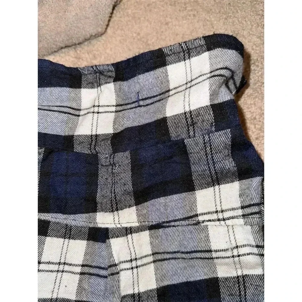 Dog Plaid Collar Shirt Blue/Black/White plaid Flannel Pet Apparel Medium